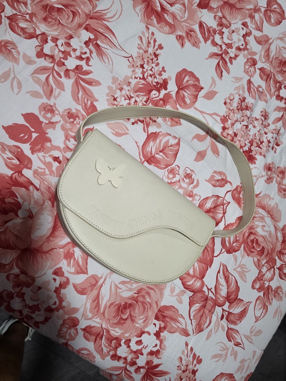 Betsey Johnson Cream Butterfly-Accent Satchel